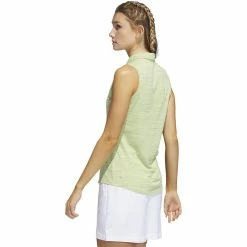 ADIDAS Women's Space-Dyed Sleeveless Polo -Shoes Sales Shop adidas womens space dyed sleeveless polo pulse lime legacy indigo 02 13065.1647975079