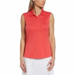 Callaway Women's Solid Knit Sleeveless Polo -Shoes Sales Shop callaway womens solid knit sleeveless polo geranium 01 45683.1656597778