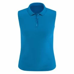Callaway Women's Solid Knit Sleeveless Polo -Shoes Sales Shop callaway womens solid knit sleeveless polo ibiza blue 01 23567.1654787581