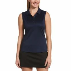 Callaway Women's Solid Knit Sleeveless Polo -Shoes Sales Shop callaway womens solid knit sleeveless polo peacoat 01 14769.1656597778