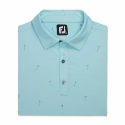FootJoy 18 Holes Print Lisle Self Collar Polo -Shoes Sales Shop footjoy 18 holes print lisle self collar polo azure 04 27159.1673903795