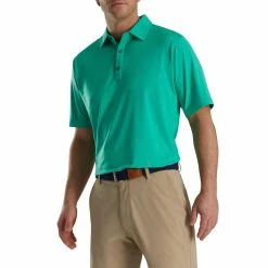 FootJoy 18 Holes Print Lisle Self Collar Polo -Shoes Sales Shop footjoy 18 holes print lisle self collar polo sea green 01 41807.1673904717