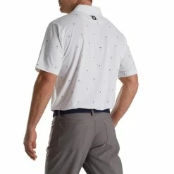 FootJoy 18 Holes Print Lisle Self Collar Polo -Shoes Sales Shop footjoy 18 holes print lisle self collar polo white 02 59574.1673899484