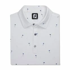 FootJoy 18 Holes Print Lisle Self Collar Polo -Shoes Sales Shop footjoy 18 holes print lisle self collar polo white 04 55668.1673903059