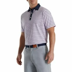 FootJoy Accented Stripe Lisle Self Collar Polo 18 FootJoy Accented Stripe Lisle Self Collar Polo -Shoes Sales Shop footjoy accented stripe lisle self collar polo lavender white navy 01 89212.1673905424