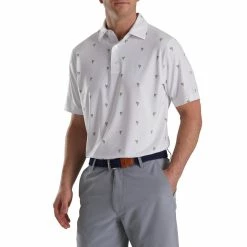 FootJoy Cactus Print Lisle Self Collar Polo -Shoes Sales Shop footjoy cactus print lisle self collar polo white 01 39837.1673902336