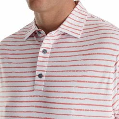 FootJoy Chalk Line Print Stretch Pique Self Collar Polo 20 FootJoy Chalk Line Print Stretch Pique Self Collar Polo -Shoes Sales Shop footjoy chalk line print stretch pique self collar polo white coral 03 47598.1673905136