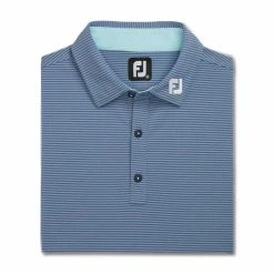 FootJoy Feeder Stripe Mix Stretch Pique Self Collar Polo - FJ Logo -Shoes Sales Shop footjoy feeder stripe mix stretch pique self collar polo fj logo bluestone denim 04 24884.1676589324