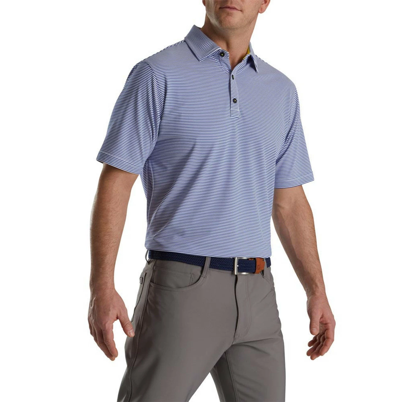 FootJoy Feeder Stripe Mix Stretch Pique Self Collar Polo 3 FootJoy Feeder Stripe Mix Stretch Pique Self Collar Polo