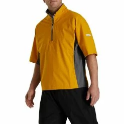 FootJoy FJ Hydrolite Short Sleeve Rain Shirt -Shoes Sales Shop footjoy fj hydrolite short sleeve rain shirt mustard charcoal black 02 66255.1676494358