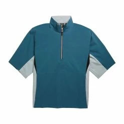 FootJoy FJ Hydrolite Short Sleeve Rain Shirt -Shoes Sales Shop footjoy fj hydrolite short sleeve rain shirt petrol blue white check 01 34136.1676494363