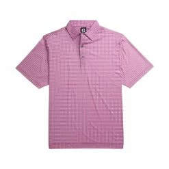 FootJoy Lisle Plaid Print Self Collar Polo -Shoes Sales Shop footjoy lisle plaid print self collar polo iced berry 01 37085.1632410257