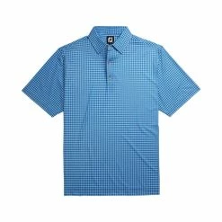 FootJoy Lisle Plaid Print Self Collar Polo -Shoes Sales Shop footjoy lisle plaid print self collar polo royal 01 51407.1632410257