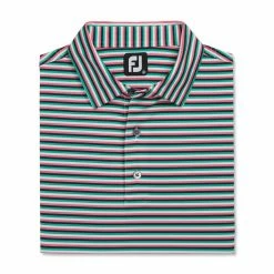 FootJoy Multi Stripe Lisle Self Collar Polo -Shoes Sales Shop footjoy multi stripe lisle self collar polo white watermelon navy 04 60813.1673899683
