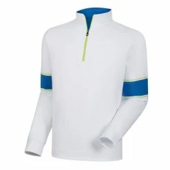 FootJoy Performance Half-Zip With Engineered Sleeves -Shoes Sales Shop footjoy performance half zip with engineered sleeves white blue marlin citrus 01 40787.1633109535