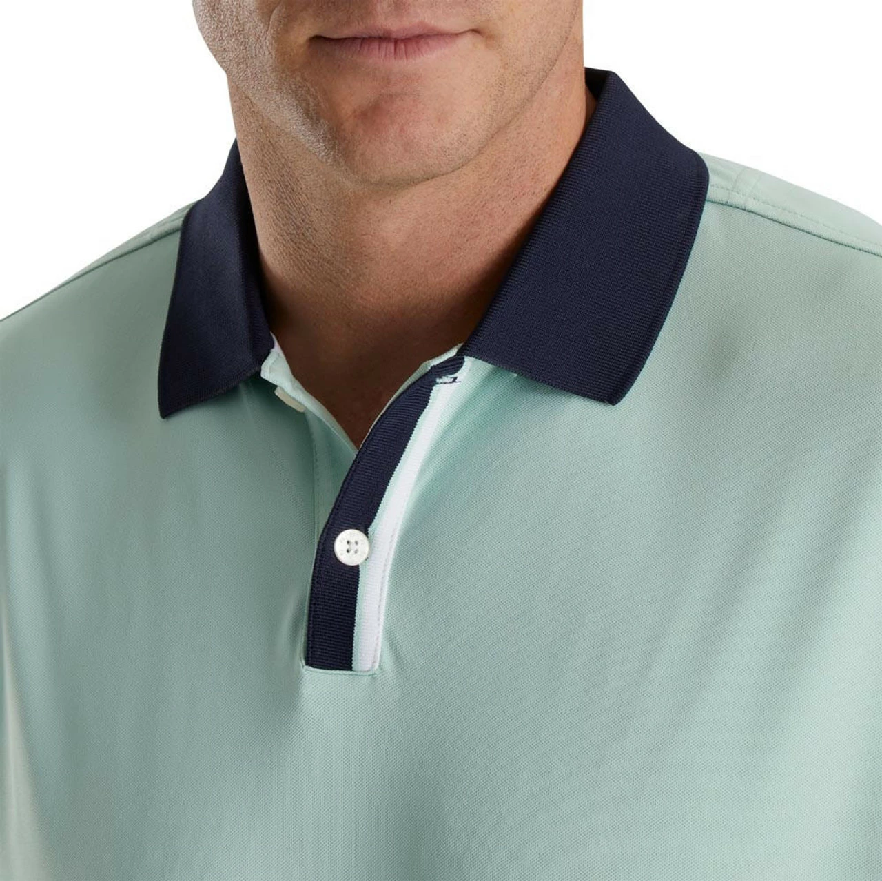 FootJoy Solid Stretch Pique With Stripe Placket Knit Collar Polo 5 FootJoy Solid Stretch Pique With Stripe Placket Knit Collar Polo - Image 3