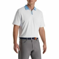 FootJoy Solid Stretch Pique With Stripe Placket Knit Collar Polo 14 FootJoy Solid Stretch Pique With Stripe Placket Knit Collar Polo -Shoes Sales Shop footjoy solid stretch pique with stripe placket knit collar polo white 01 13309.1673901099
