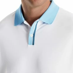 FootJoy Solid Stretch Pique With Stripe Placket Knit Collar Polo 16 FootJoy Solid Stretch Pique With Stripe Placket Knit Collar Polo -Shoes Sales Shop footjoy solid stretch pique with stripe placket knit collar polo white 03 99963.1673900360