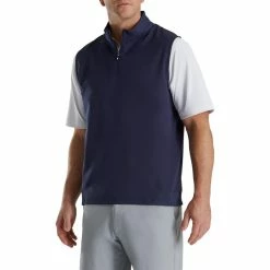 FootJoy Stretch Woven Vest With Knit Accents -Shoes Sales Shop footjoy stetch woven vest with knit accents navy 01 18132.1673905004