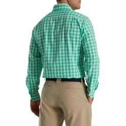 FootJoy Stretch Woven Gingham Shirt -Shoes Sales Shop footjoy stretch woven gingham shirt light sea green white 02 77187.1671651623