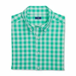 FootJoy Stretch Woven Gingham Shirt -Shoes Sales Shop footjoy stretch woven gingham shirt light sea green white 04 74112.1671652605