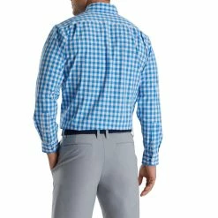 FootJoy Stretch Woven Gingham Shirt -Shoes Sales Shop footjoy stretch woven gingham shirt white royal 02 61747.1671651559