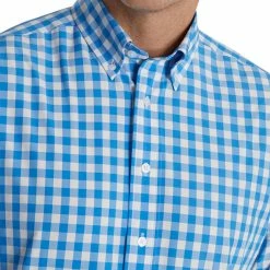 FootJoy Stretch Woven Gingham Shirt -Shoes Sales Shop footjoy stretch woven gingham shirt white royal 03 02128.1671653586