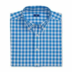 FootJoy Stretch Woven Gingham Shirt -Shoes Sales Shop footjoy stretch woven gingham shirt white royal 04 49145.1671652716