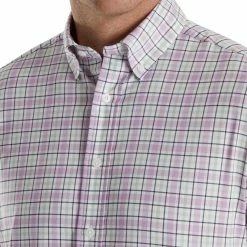 FootJoy Super Soft Woven Plaid Shirt 46 FootJoy Super Soft Woven Plaid Shirt -Shoes Sales Shop footjoy super soft woven plaid shirt white lavender sage navy 03 14175.1671654479