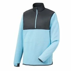 FootJoy Sweater Fleece Pullover -Shoes Sales Shop footjoy sweater fleece pullover heather light blue charcoal 01 80067.1632772753