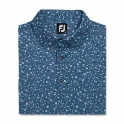 FootJoy Terrazzo Print Lisle Self Collar Polo -Shoes Sales Shop footjoy terrazzo print lisle self collar polo bluestone 04 50545.1673903676