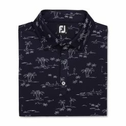 FootJoy Tropic Golf Print Lisle Self Collar Polo -Shoes Sales Shop footjoy tropic golf print lisle self collar polo navy white 04 04187.1673900466