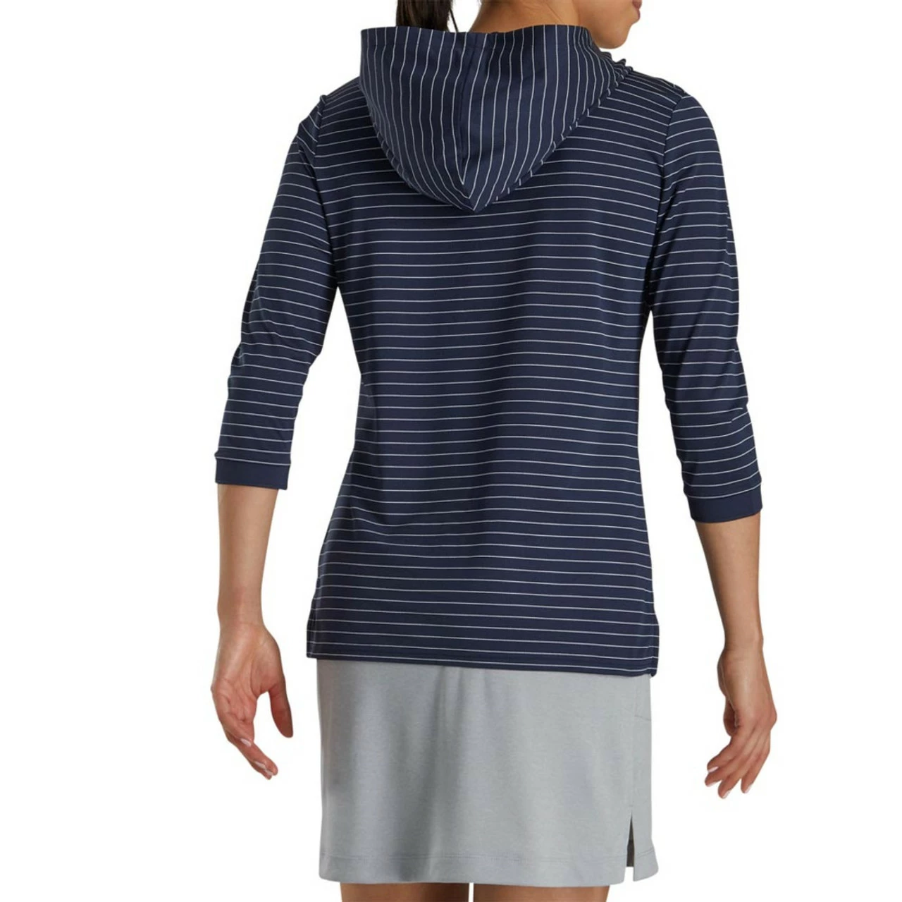 FootJoy Women's 3/4 Sleeve Pinstripe Hoodie 5 FootJoy Women's 3/4 Sleeve Pinstripe Hoodie - Image 3