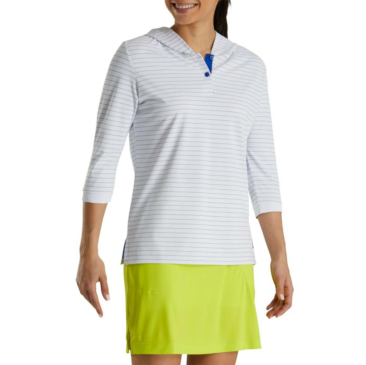 FootJoy Women's 3/4 Sleeve Pinstripe Hoodie 8 FootJoy Women's 3/4 Sleeve Pinstripe Hoodie - Image 6