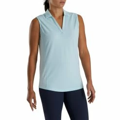 FootJoy Women's Open Placket Sleeveless Polo -Shoes Sales Shop footjoy womens open placket sleeveless polo sky 02 24343.1673285373