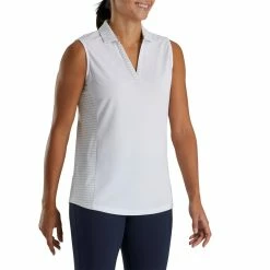 FootJoy Women's Open Placket Sleeveless Polo -Shoes Sales Shop footjoy womens open placket sleeveless polo white 02 53945.1673285373