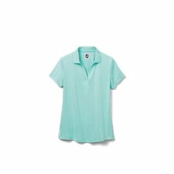 FootJoy Women's Open Placket Space Dye Polo 27 FootJoy Women's Open Placket Space Dye Polo -Shoes Sales Shop footjoy womens open placket space dye polo aquamarine white 01 90386.1631902166