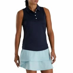 FootJoy Women's Ribbed Sleeveless Polo -Shoes Sales Shop footjoy womens ribbed sleeveless polo navy 02 23422.1676582843