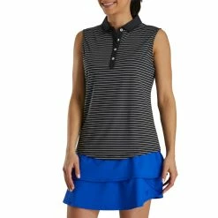 FootJoy Women's Sleeveless Pinstripe Polo -Shoes Sales Shop footjoy womens sleeveless pinstripe polo black 02 37872.1633122943