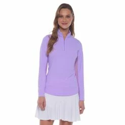 IBKUL Mini Check Long Sleeve Zip Mock -Shoes Sales Shop ibkul mini check long sleeve zip mock lavender 01 90221.1676598534