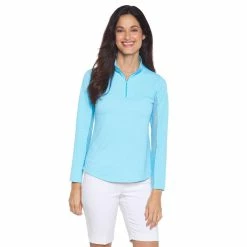IBKUL Mini Check Long Sleeve Zip Mock -Shoes Sales Shop ibkul mini check long sleeve zip mock turquoise 01 46349.1676594678