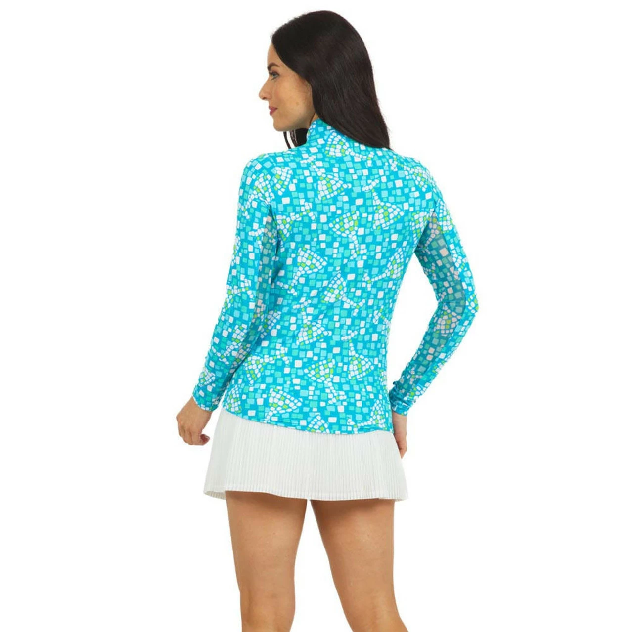 IBKUL Mosaic & Wine Print Long Sleeve Mock 4 IBKUL Mosaic & Wine Print Long Sleeve Mock - Image 2