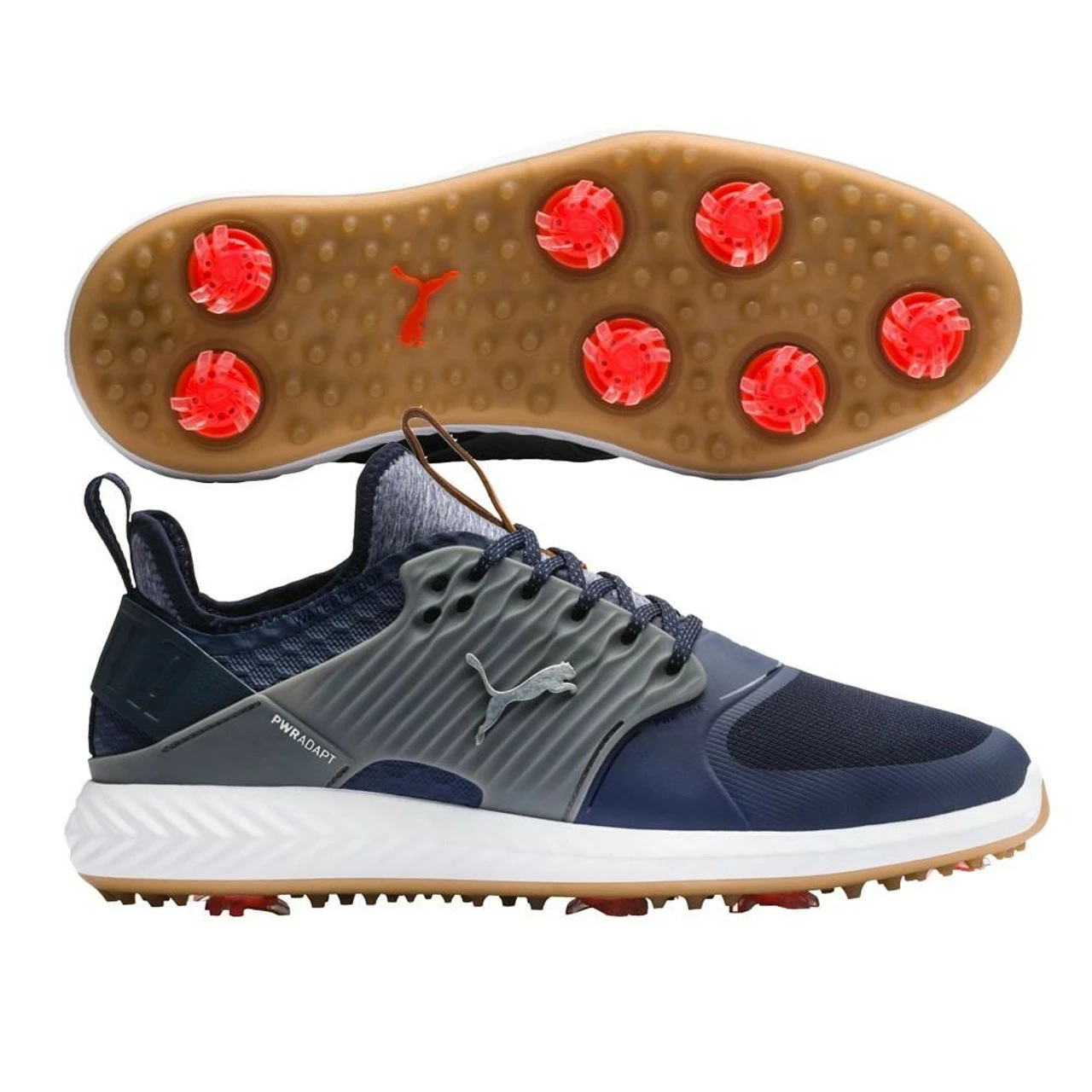 Puma Men's Ignite PWRADAPT Caged Golf Shoes - Peacoat/Silver/Quiet Shade 3 Puma Men's Ignite PWRADAPT Caged Golf Shoes - Peacoat/Silver/Quiet Shade